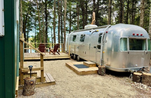 Mariaville Cabin | Vintage Downeast Airstream + Tiny House A-Frame Cabin near Acadia, Fabulous View