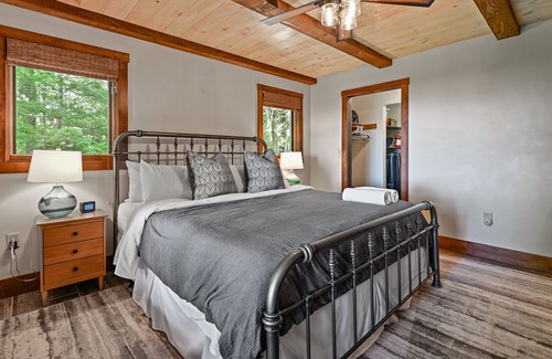 Sturgeon Bay Cabin | Water view on a bluff- Bay side with hot tub