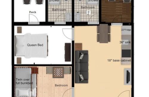Holderness House | Waterfront 2 bed 2 bath (Suite 2)