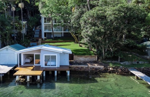 Church Point House | Waterfront Boathouse Stay with Open Deck and Views