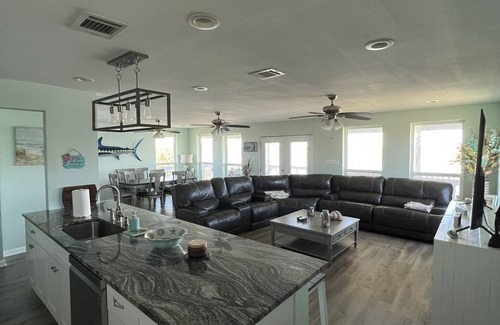 Hitchcock House | Waterfront dream home with fishing pier minutes from West Bay!