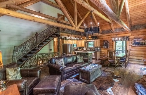 Tuckasegee Cabin | Whispering Forest - Luxury, Custom Mountain Cabin with a Private Waterfall and a Hot Tub!