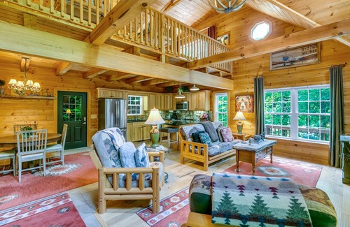 Maggie Valley Cabin | WindFall-Stunning and Secluded Creekside Cabin, Pet Friendly, Two Fire Pit Areas