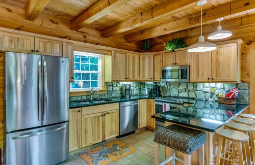 Maggie Valley Cabin | WindFall-Stunning and Secluded Creekside Cabin, Pet Friendly, Two Fire Pit Areas
