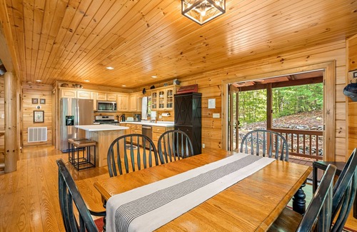 Blue Ridge Cabin | Wooded cabin with wraparound deck, mountain views, air hockey & fireplaces