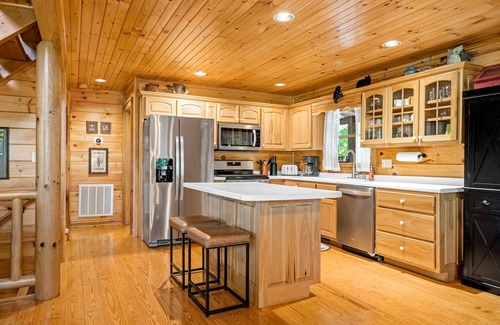 Blue Ridge Cabin | Wooded cabin with wraparound deck, mountain views, air hockey & fireplaces