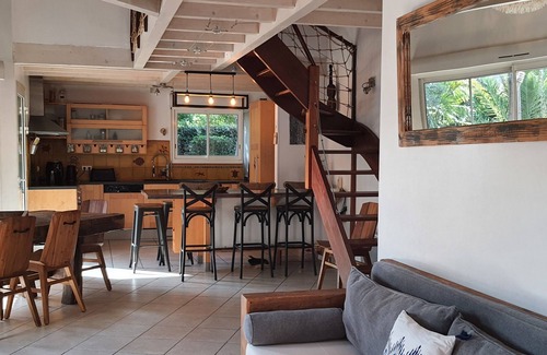 Benesse-Maremne House | wooden house with swimming pool and tropical garden