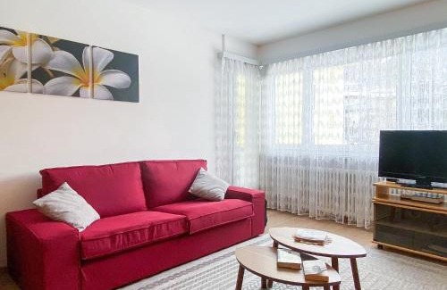 Sankt Moritz-Bad Apartment | Zentrale Wohnung in St. Moritz mit großem Balkon