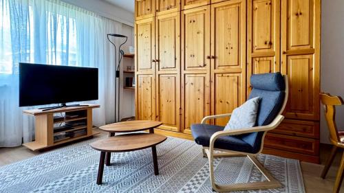 Sankt Moritz-Bad Apartment | Zentrale Wohnung in St. Moritz mit großem Balkon