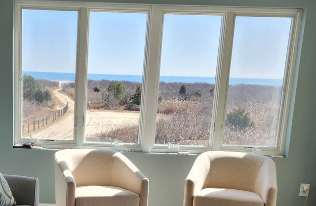 A beautiful beachfront property stunning views of the beach, and Atlantic City.