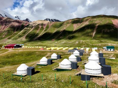 “Achik Tash” camp at the foot of Lenin Peak (7134 m)