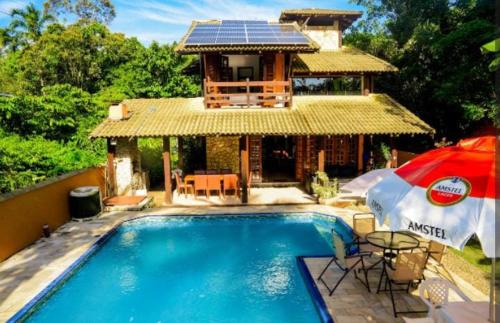 Casa Juréia com piscina aquecida, a 350m da praia - Litoral Norte