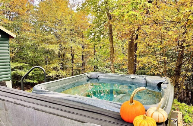 Chic Treehouse Cabin with Pedal Boat, Hot Tub, BBQ, Fire Pit, SUPs, & Lake Access