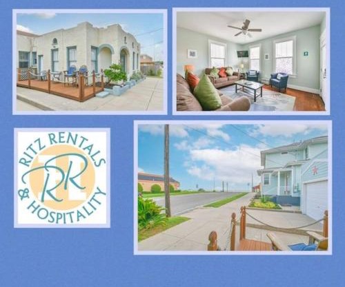 Coastal Blue Beach House with 3 Bedrooms and Just off the Seawall