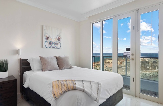 Colonial Old San Juan | Waterfront Studio | Terrace with Coastal Vista