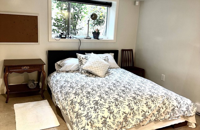 Cozy Garden level suite with heated floors. 1 block off “The Drive”.