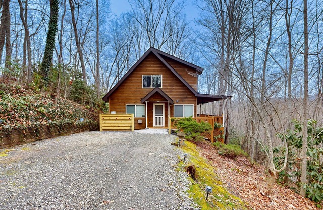 Dog-friendly Smoky Mountain cabin with fireplace, charming deck & game loft