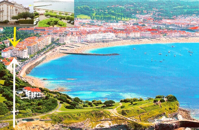 Flat of two joined rooms from pretty old Hotel, next to the beach & the shops