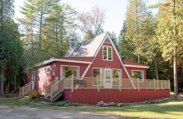 Forest A-frame with fireplace