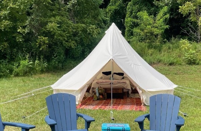 Glamping in a Queen Bed Luxury Stout Tent