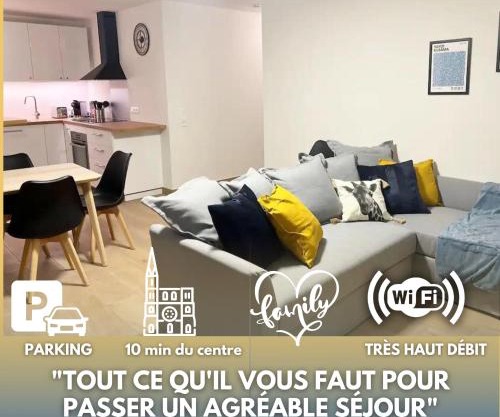 Grand Appart Neuf Lumineux, parking gratuit, 10 min Centre
