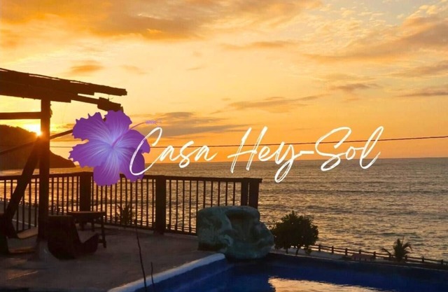 Hey-sol house, ocean front, pool terrace.