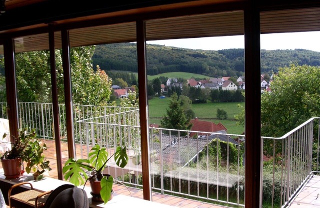 House Luise on Bostalsee, apartment 1: panoramic view and large balcony