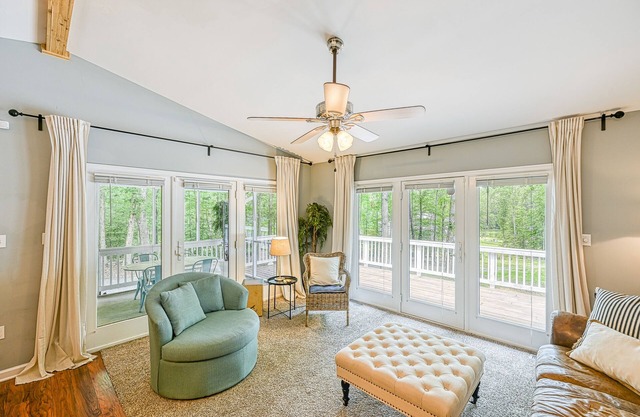 Lakefront dog-friendly getaway w/private dock, firepit, game room, & EV charger