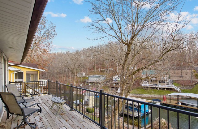 Lakefront retreat with a private dock, furnished patio & washer/dryer