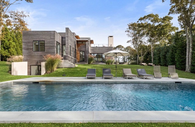 Modern-style, clean and sleek home with private pool, open-floor living...