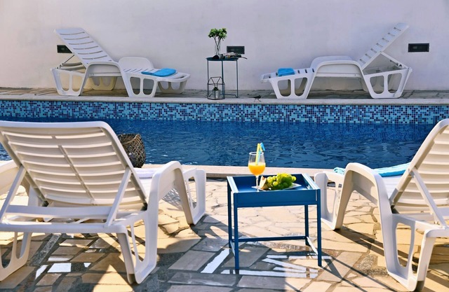 New modern villa with pool, 900 meters from the beach with great sea views