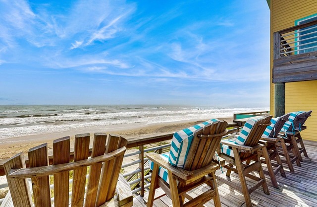 Oceanfront home with balconies, fireplace & views - steps from the beach