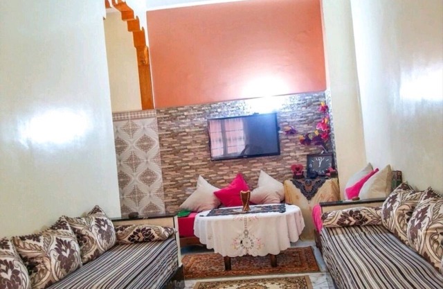 Oriental bedroom in a traditional Moroccan apartment