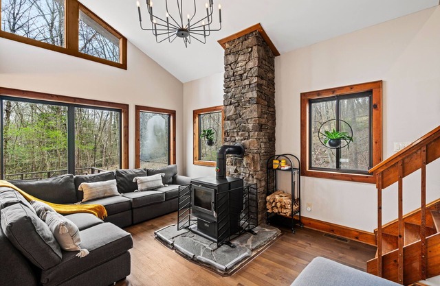 Poconos retreat with hot tub, fire pit & game room