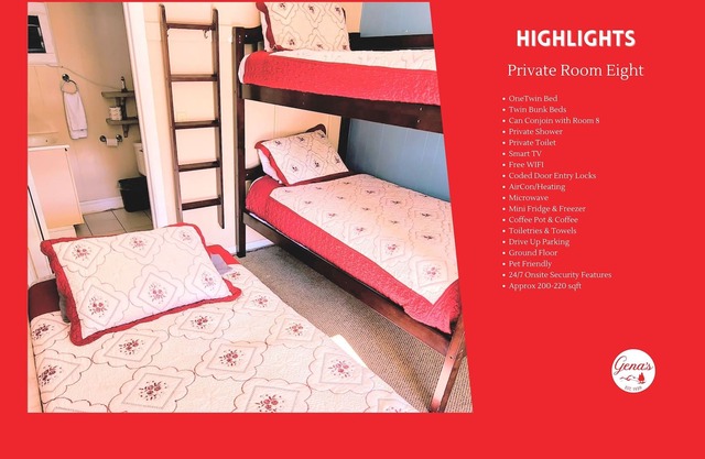 Private Room #8: Twin Bed + Bunk Bed & Private Bath