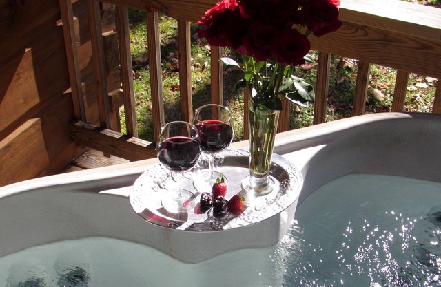 Romantic Pet Log Cabin with hot tub, waterfall, wifi, gas grill, firepit creek