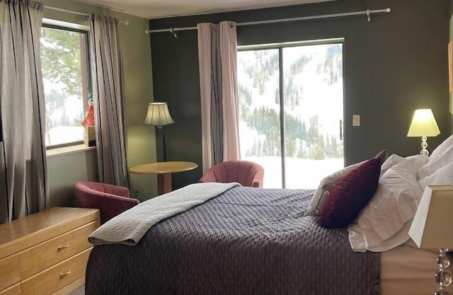 Ski in/out studio room 105 at Powder Mountain's Columbine Inn. Sleeps 2