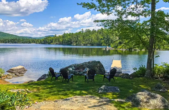 Spacious Lakefront Home with a Sandy Beach, Kayaks, and Stunning Panoramic Views