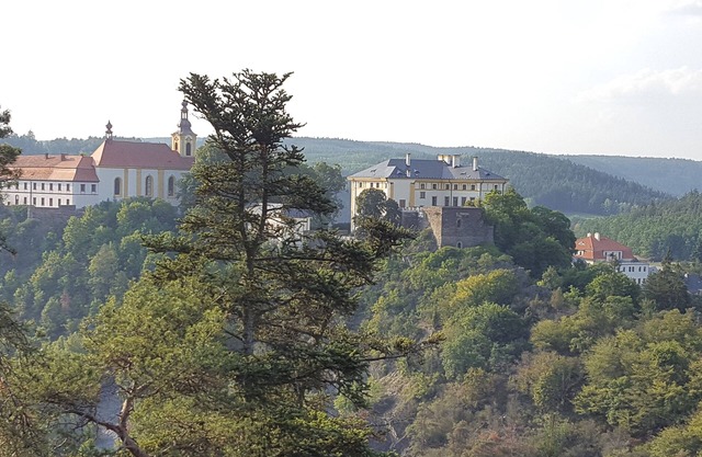 Terrace with gorgeous panorama in historic Rabstejn