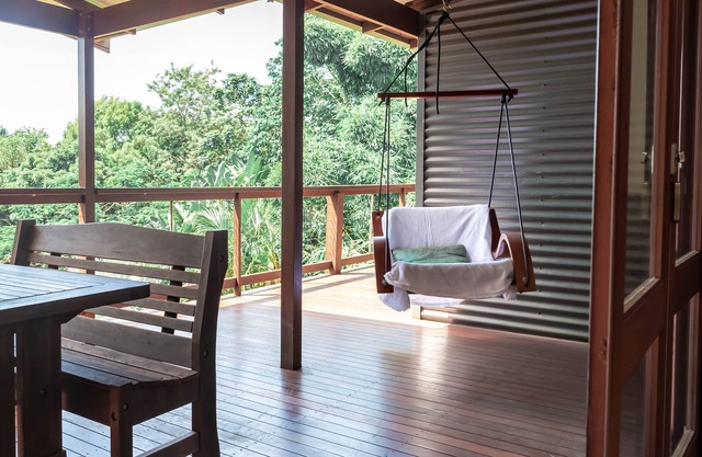This Balinese inspired home offers tranquility and views of Byron Bay