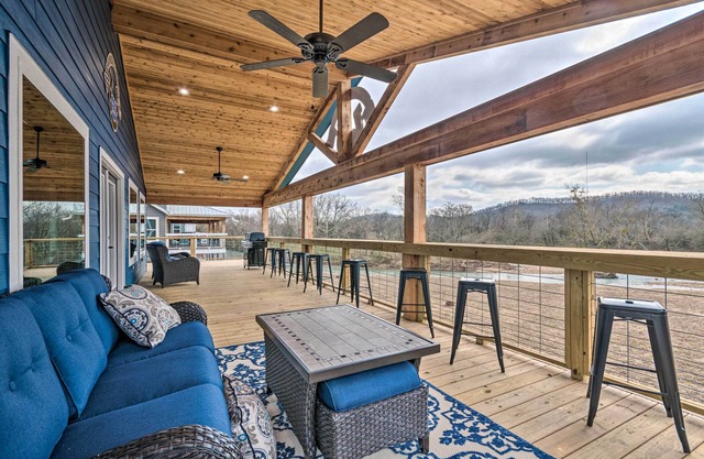 Upscale Riverfront Home w/Beach & Fire Pit!