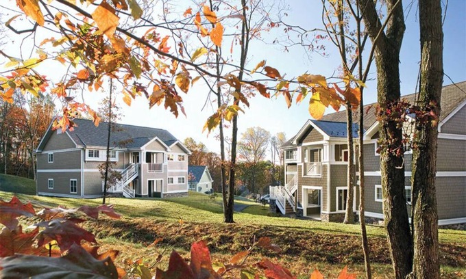 East Stroudsburg Condo | 1 Bedroom Deluxe Villa, Sleeps 6, Kitchen, at Shawnee Village Resort!