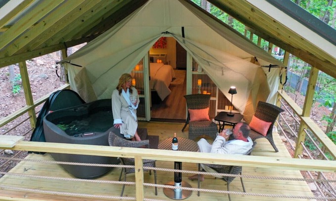 Groveoak RV Rental | #11 Love Shack Luxury Glamping Tent Lovers Theme