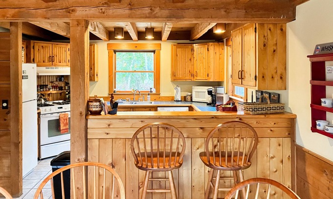 East Burke House | 3-story home with Burke Mountain views, deck, grill, wood stove-Dogs welcome