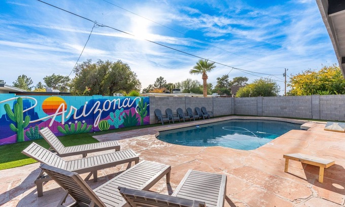 Cavalier Estates House | 4 Bed Mid Century Modern w/Pool, Putting Green, Wood Fired Pizza Oven, Sleeps 9
