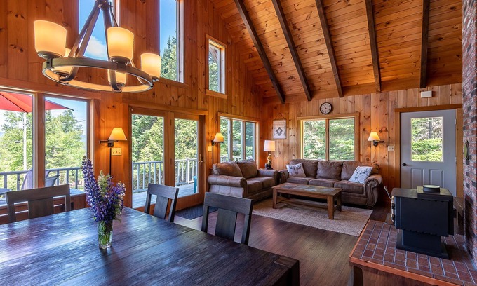 Rangeley Cabin | 4-Season Rangeley Cabin - Wood Stove, Water Views, Fiber Internet, Game Room