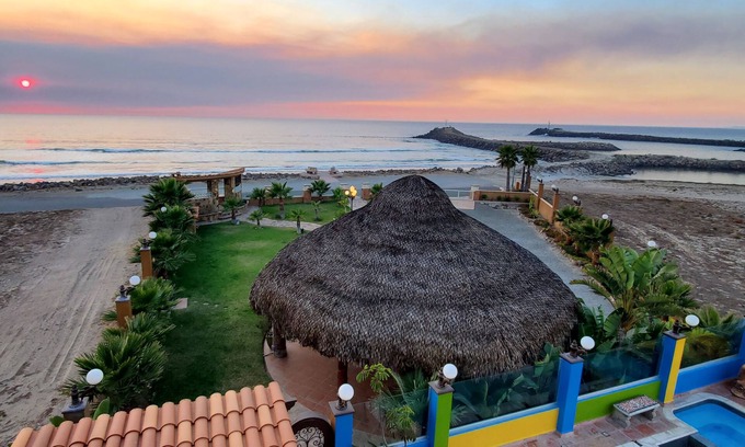 La Salina House | 5 bedrooms Beachfront Pool Spa grassy yard 24-7 security.