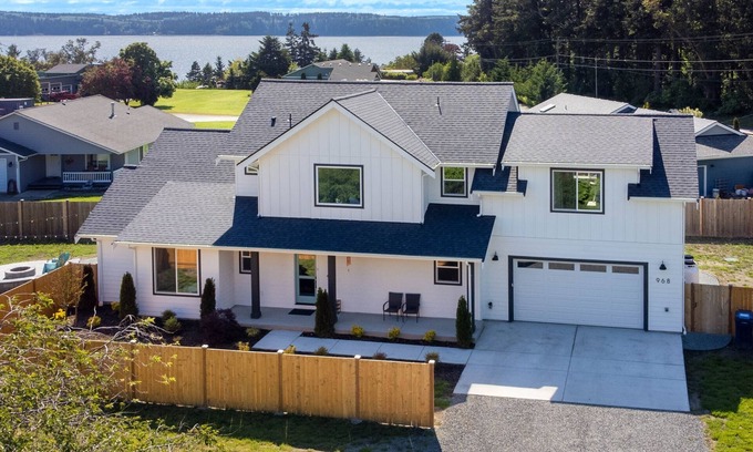 Camano Island House | 5BR vacation home Hot Tub/Game Room/Water Views/BBQ/firepit/LG Yard