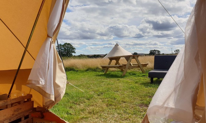 Saltburn-by-the-Sea Cabin | 5m xl Bell Tent With log Burner, Near Whitby
