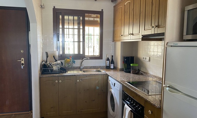 Roda Apartment | 6 bed apartment 600 m from Roda Golf course with a roof terrace and Pool